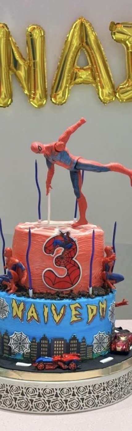 Custom Spider-Man third birthday cake