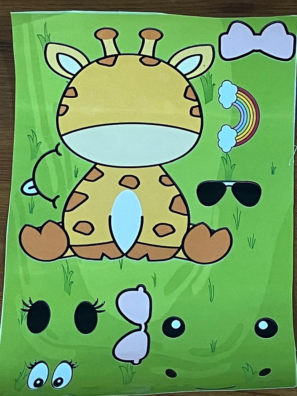 Make a face giraffe sticker activity sheet