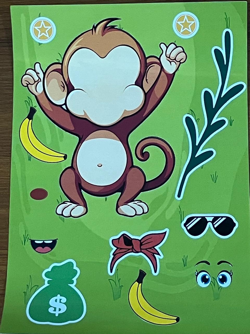 Make a face monkey sticker activity sheet