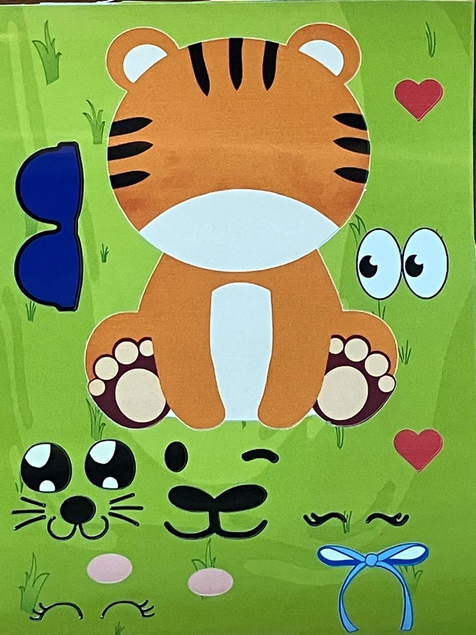 Make a face tiger sticker activity sheet