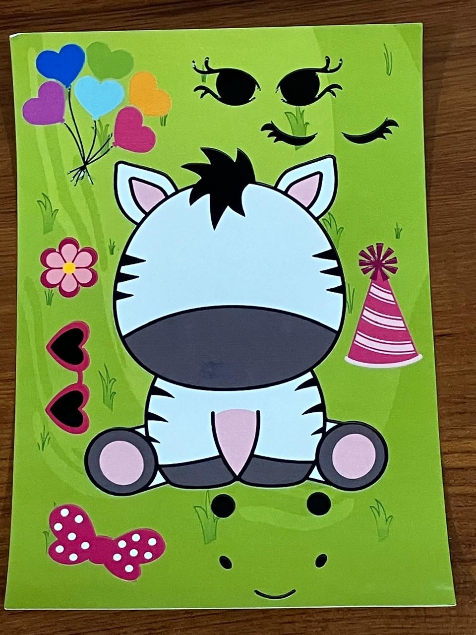 Make a face zebra sticker activity sheet