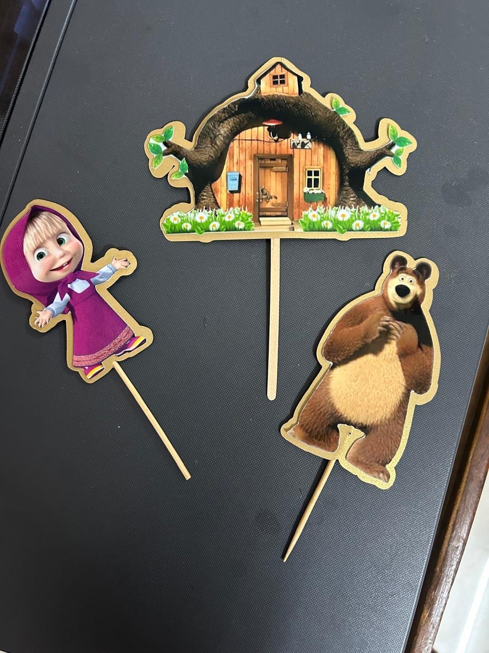 Masha and the Bear cake topper set