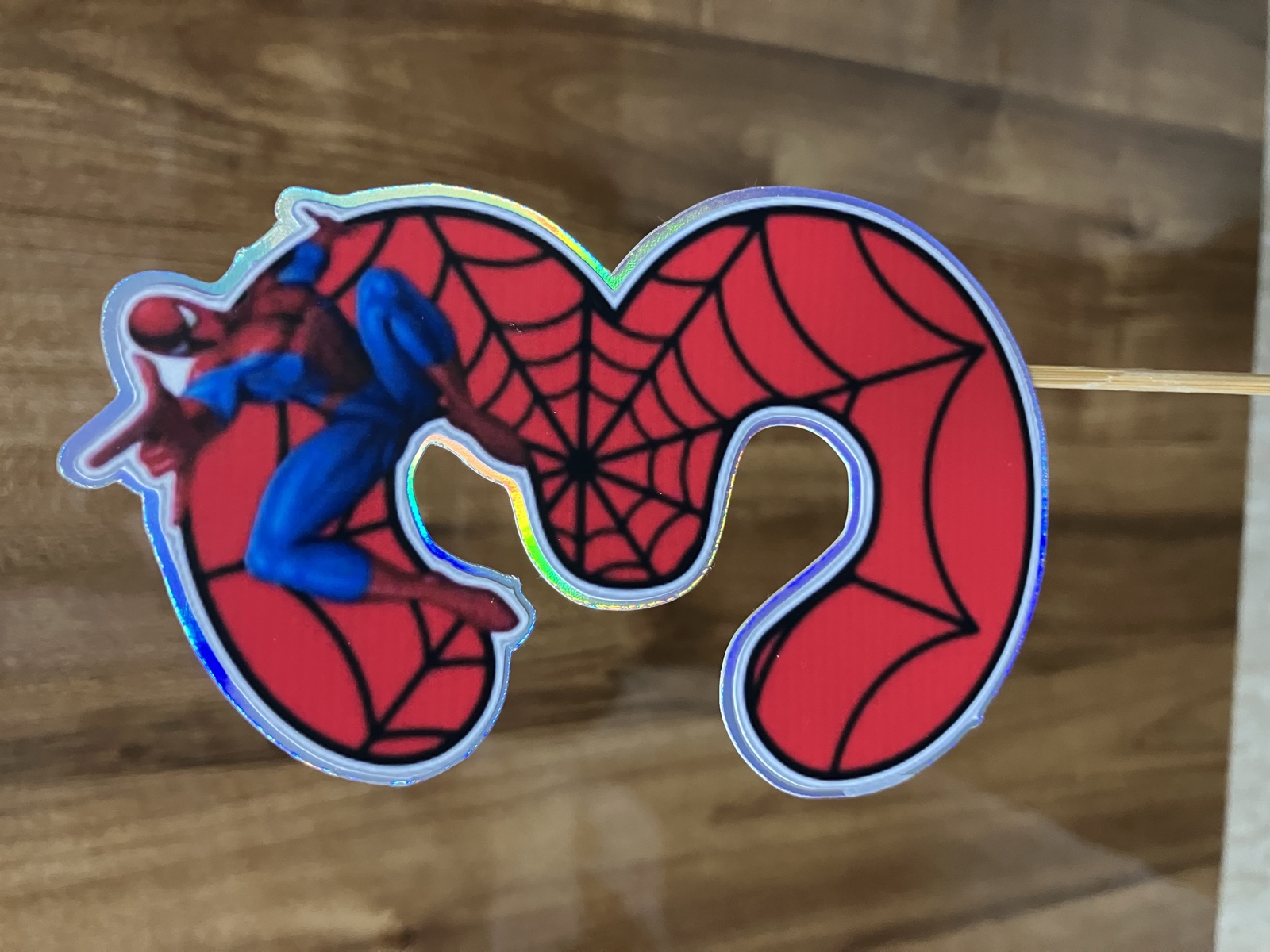 Holographic Spider-Man number 3 cake topper